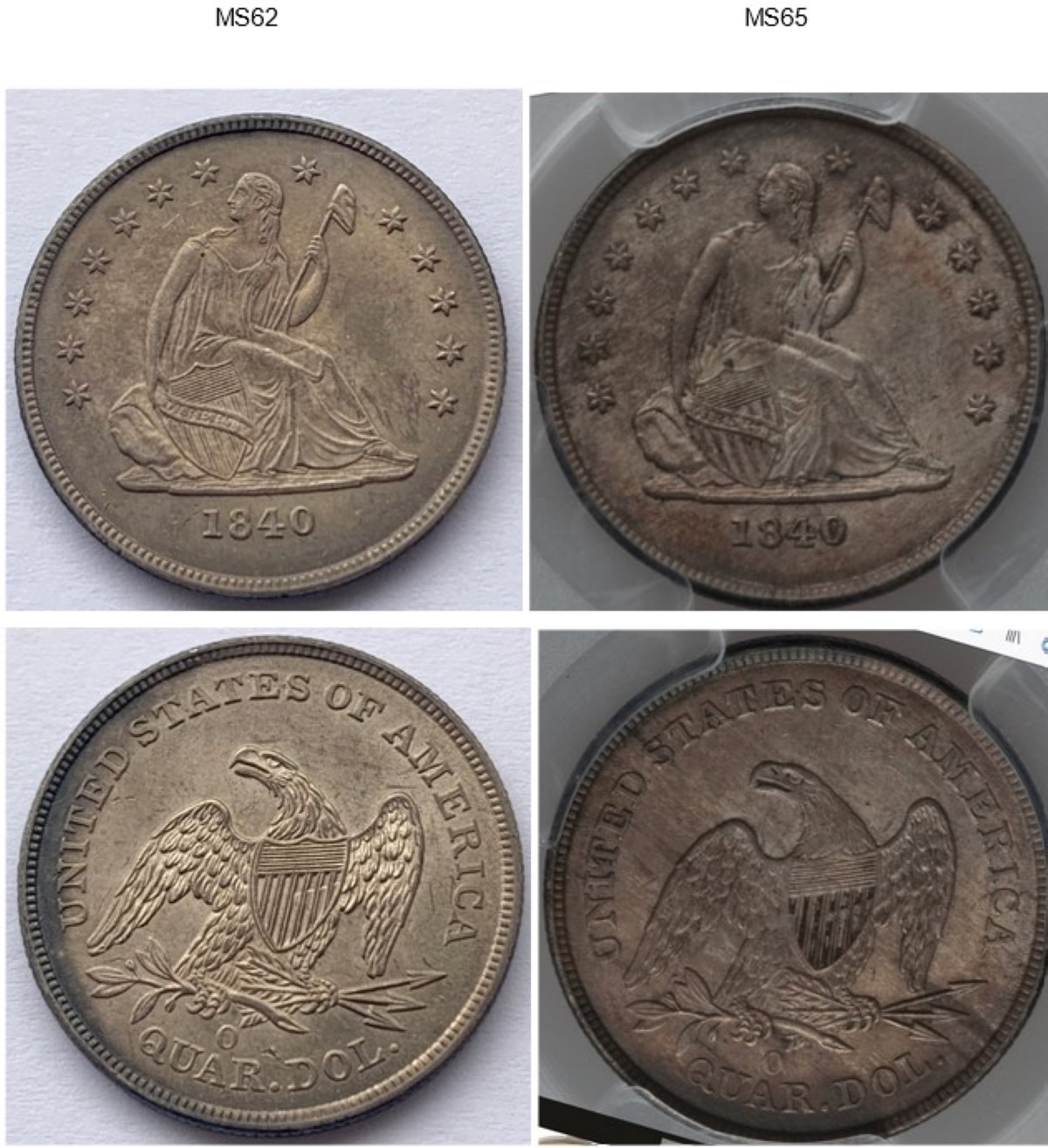 1840-O-No-Drapery-Liberty-Seated-Quarter-For-Grading